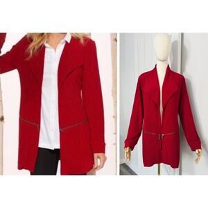 Soft Surroundings Size M Natalya Lined Jacket Topper Zip Pockets Open Front Red